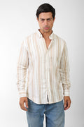 Coastal Linen-Blend Shirt For Men - Beige