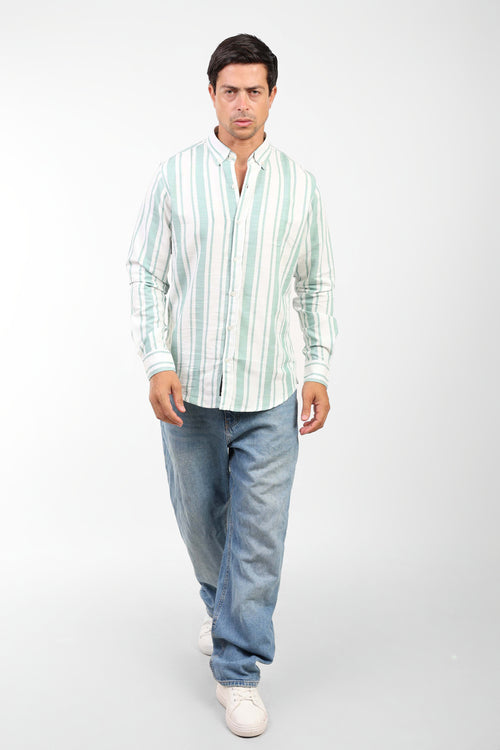 Coastal Linen-Blend Shirt For Men - Mint Green