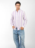 Coastal Linen-Blend Shirt For Men - Purple