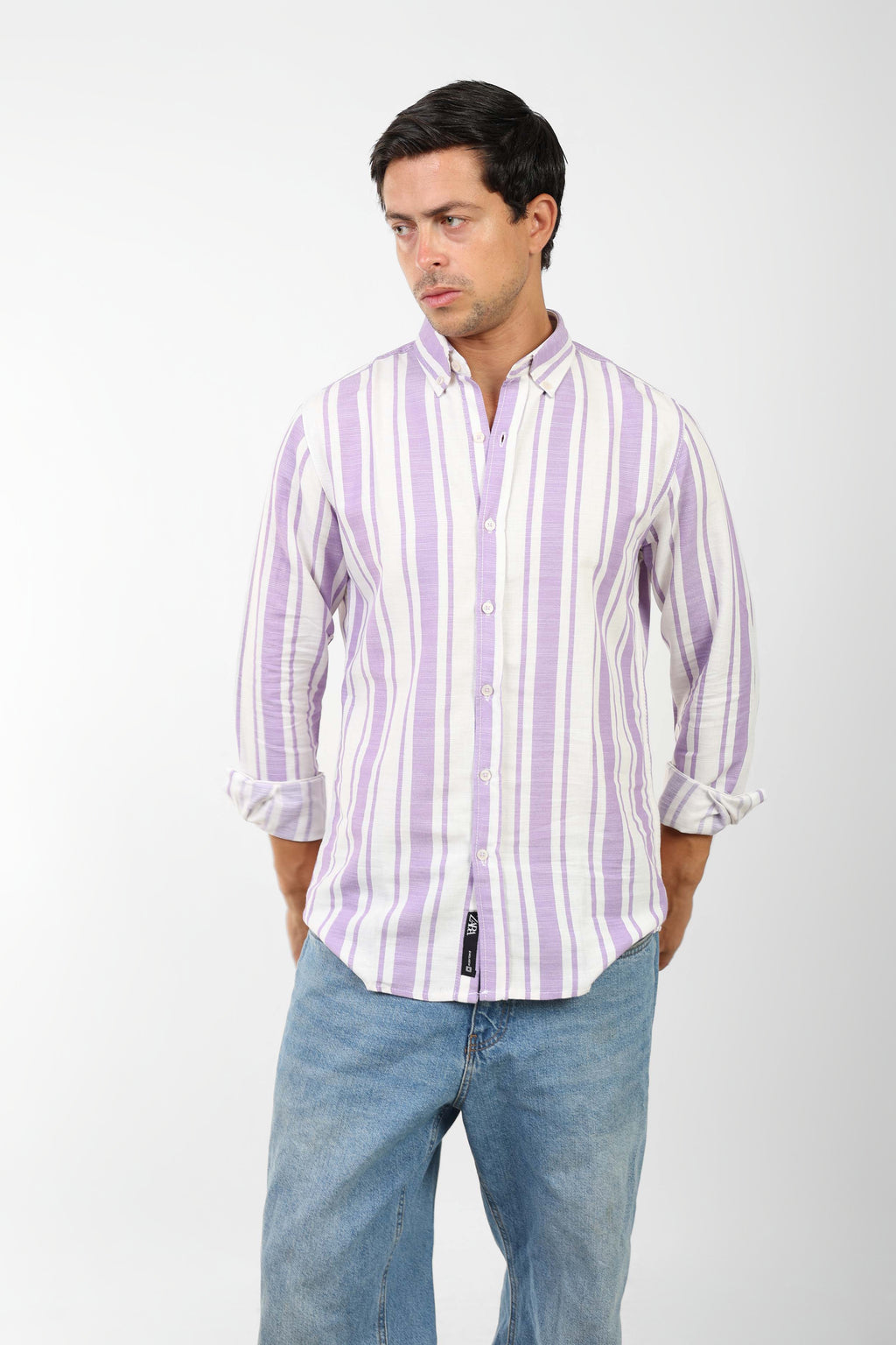 Coastal Linen-Blend Shirt For Men - Purple