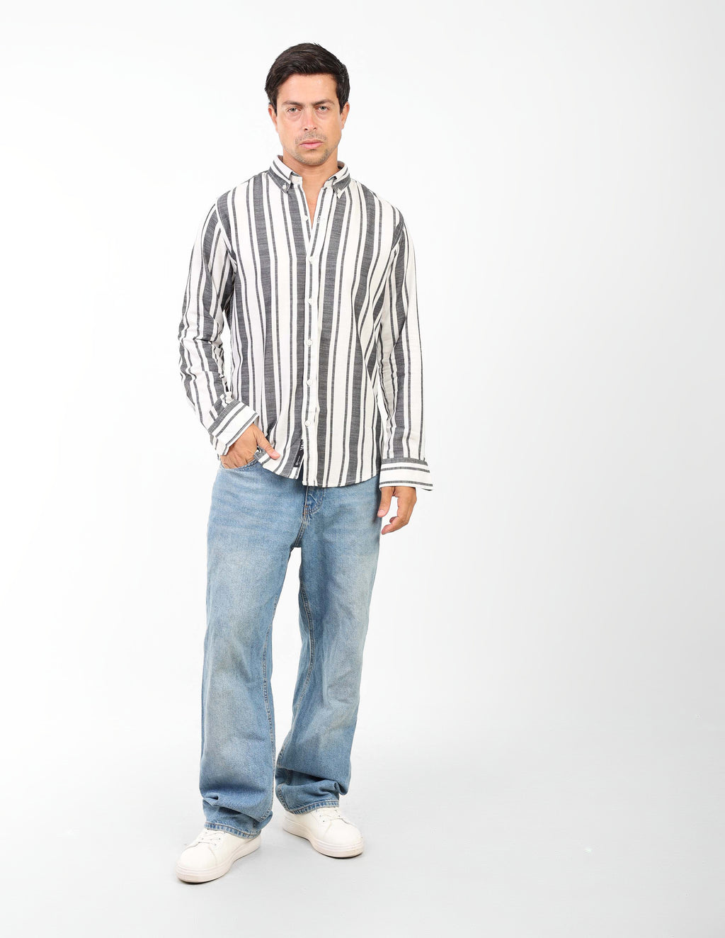 Coastal Linen-Blend Shirt For Men - Black