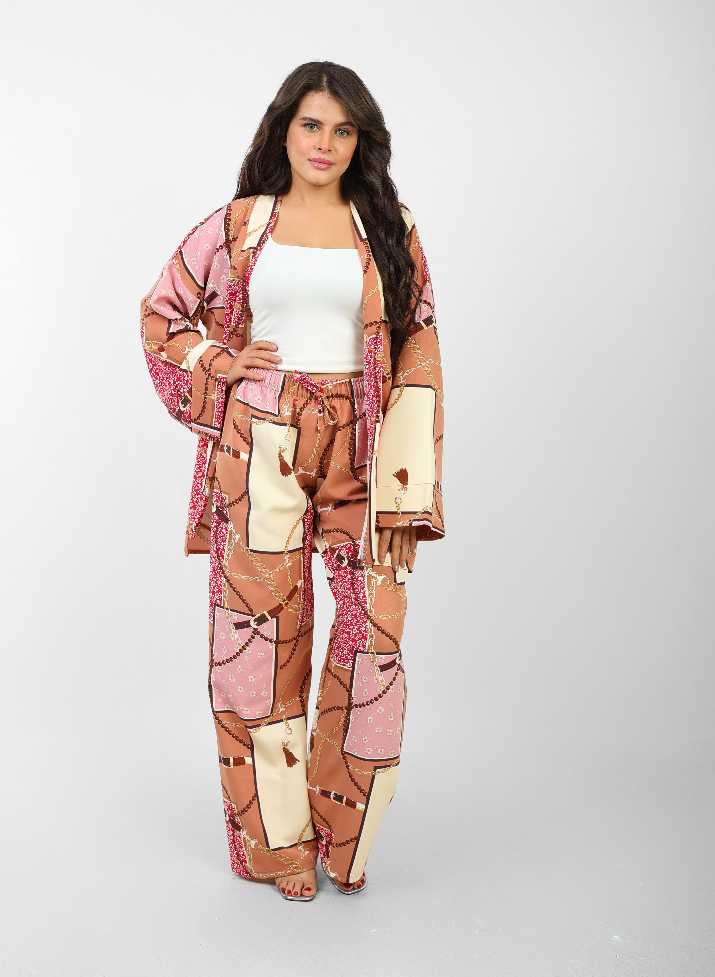 Rosaline Casual Suit for Women - Kimono Design with Pants