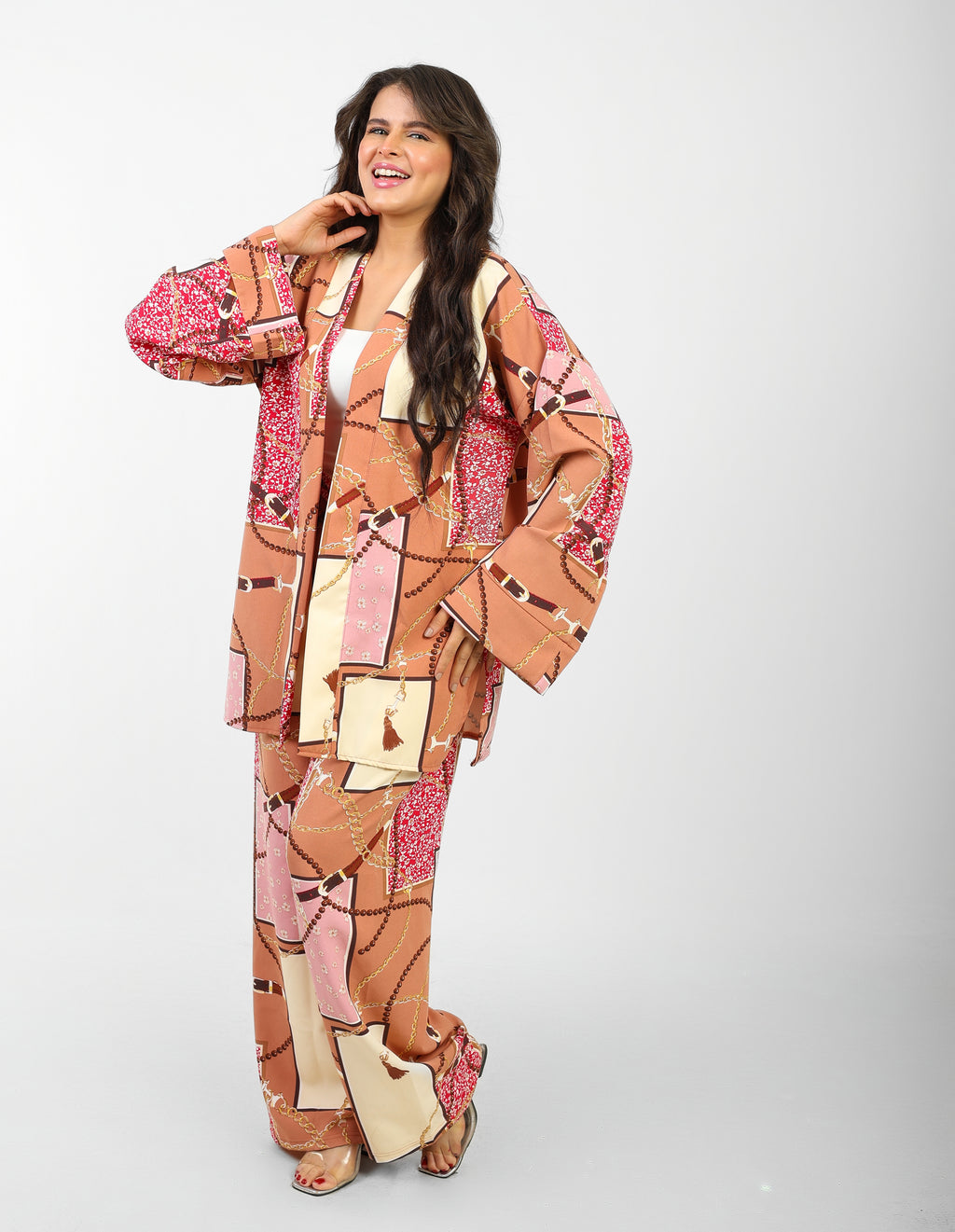 Rosaline Casual Suit for Women - Kimono Design with Pants