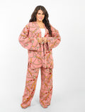 Rosaline Casual Suit for Women - Kimono Design with Pants - Pink