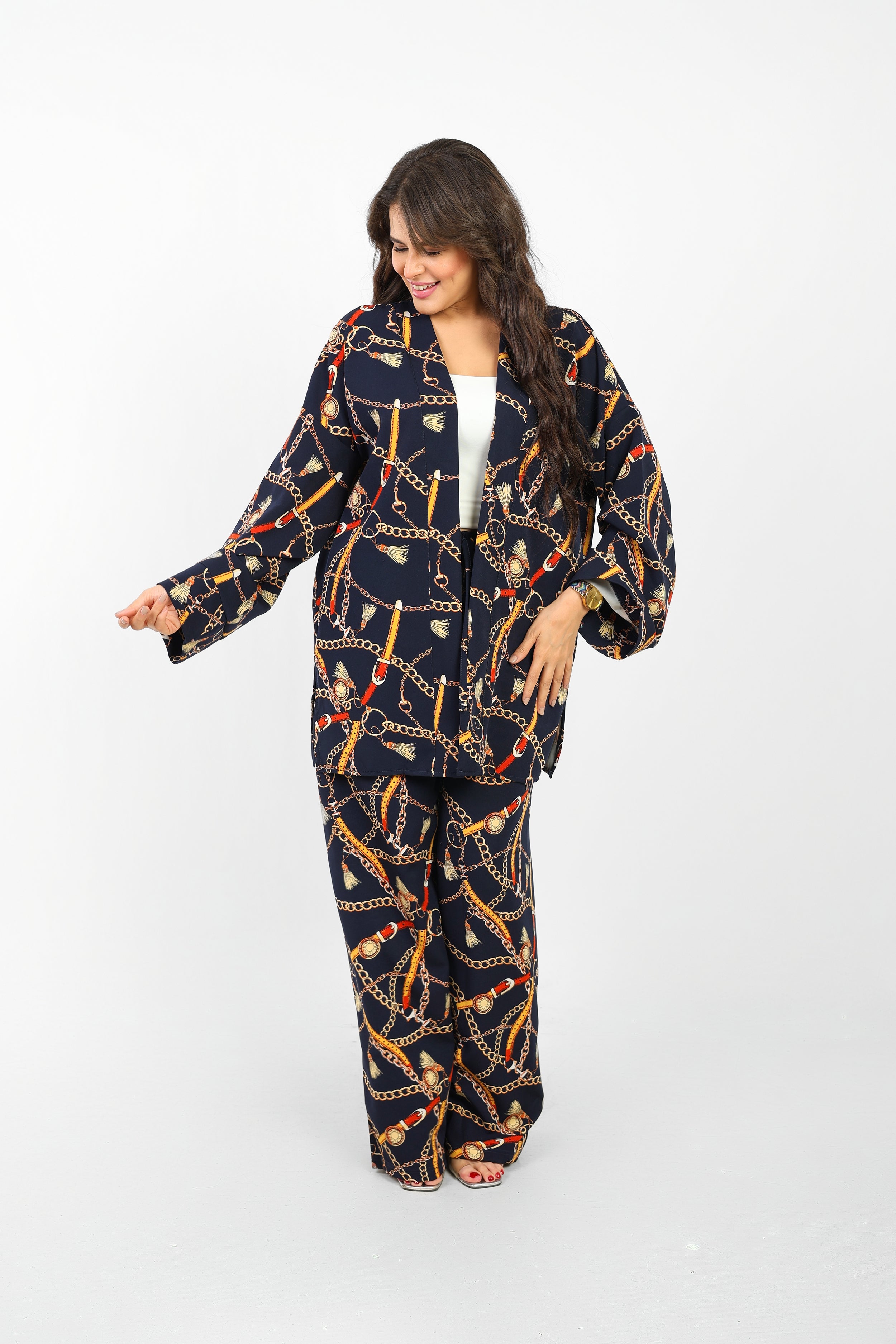 Rosaline Casual Suit for Women - Kimono Design with Pants