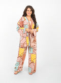 Rosaline Casual Suit for Women - Kimono Design with Pants - Light Kashmir