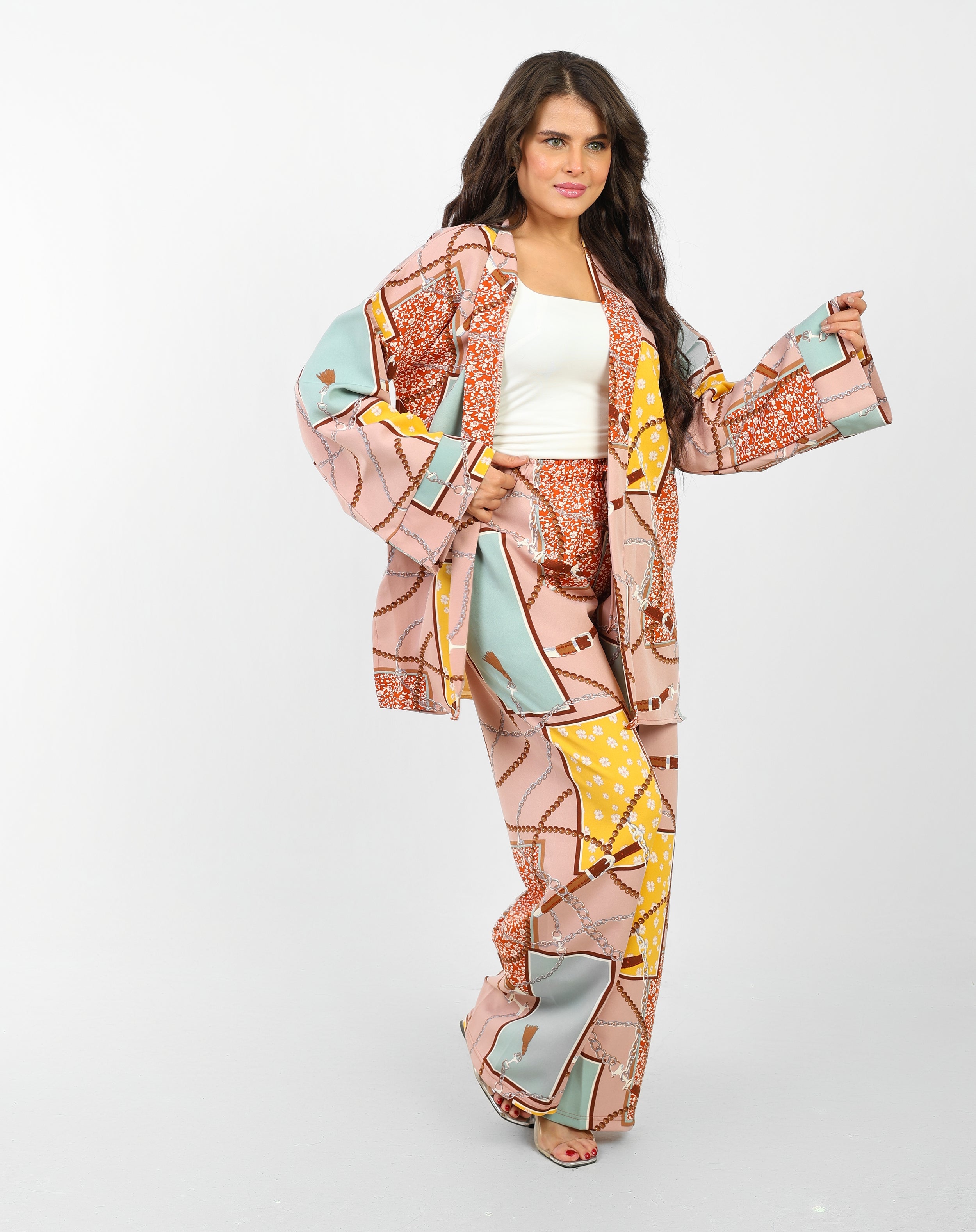 Rosaline Casual Suit for Women - Kimono Design with Pants