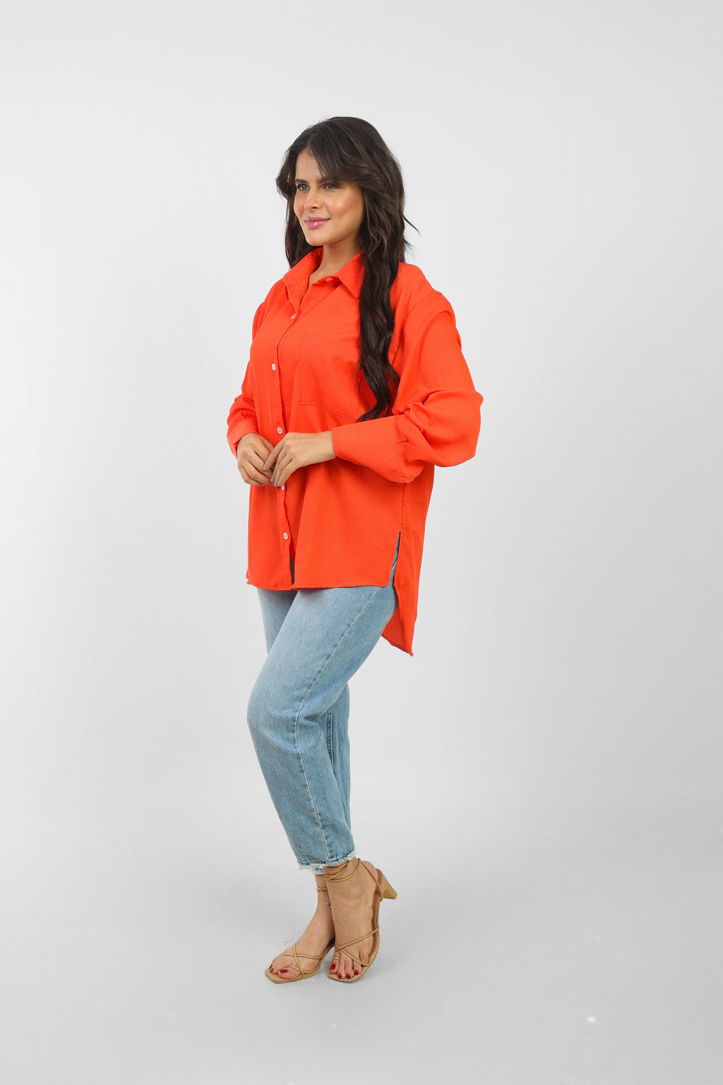 Oversized Cropped Button-Down For Women