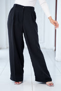 High-Waisted Wide-Leg Trousers - Black