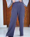 High-Waisted Wide-Leg Trousers - Purple