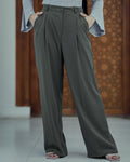 High-Waisted Wide-Leg Trousers - Dark Olive