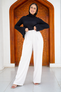 High-Waisted Wide-Leg Trousers - White